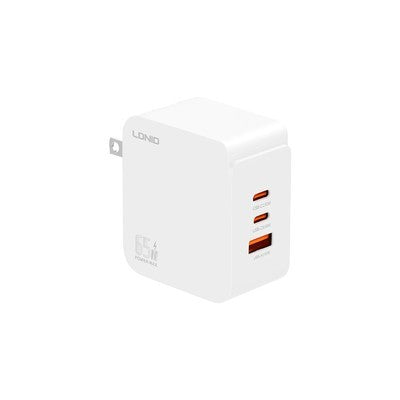 CARGADOR LDNIO Q4 65W 2P PD + USB + CAB TC-TC WHITE ++.