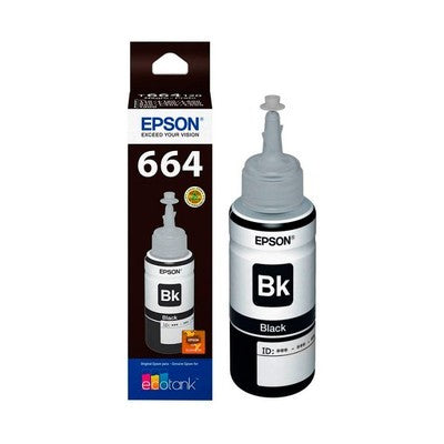 TINTA EPSON T664120 BLACK L110 / L120 / L130 / L200 / L210 / L220 / L300 / L310 / L350 / L355 / L365 / L375 / L380 / L395 / L455 / L475 / L495 / L565 / L575 / L1300 / L1455  70ML