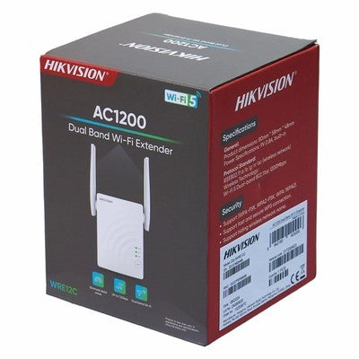 EXTENSOR HIKVISION DS-3WRE12C AC1200M DUAL BAND 5GHZ: 867MBPS + 2.4GHZ 300MBPS ANT. 2*3DBI GARANTIA 12 MESES