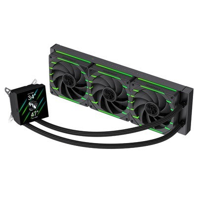 REFRIGERACION LIQUIDA GAMEMAX HAILSTORM 360 LCD BK FAN 3*12CM 2200 RPM PWM, ARGB AMD DISPLAY TO TEMPERATURE LGA1700 Y AMD AM5/AM4 GARANTIA 12 MESES